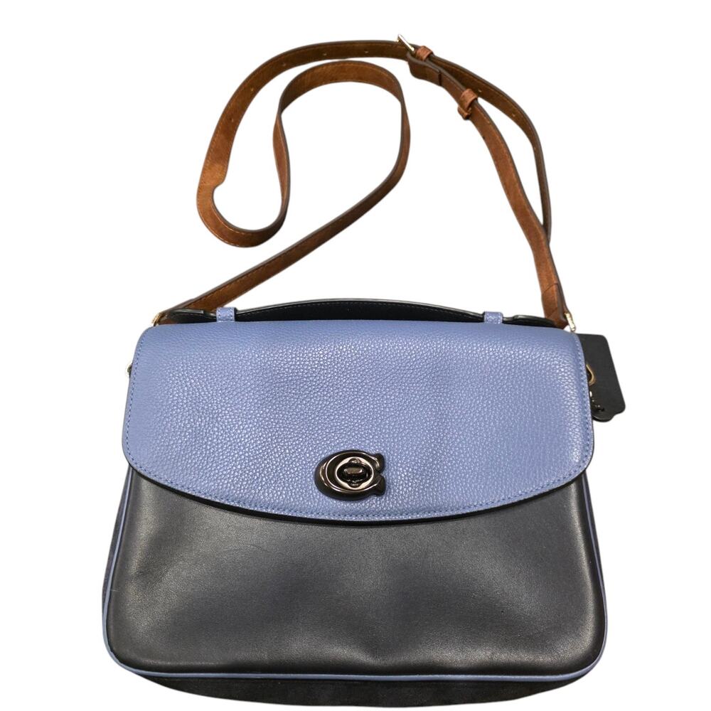 Coach Cassie Crossbody Purse With Snakeskin Detail Handbag Navy/Light Blue EUC*